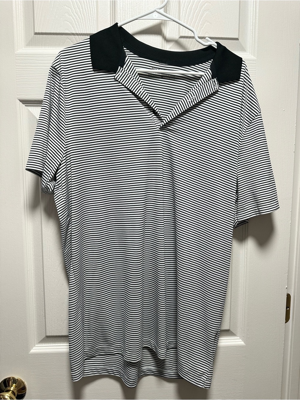 Nike Gold Standard Fit Dry FIT Polo Large Men's Black & White Striped Polo Shirt